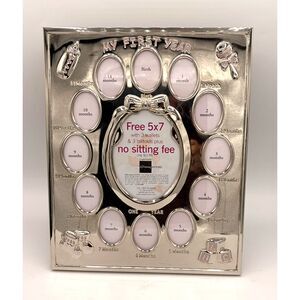 Vintage Silver Plate My First Year Baby Photo Frame JCPenney Tabletop